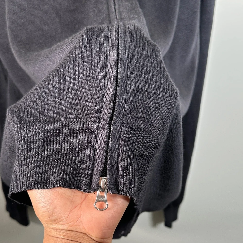 Gran Sasso 100% Virgin Wool Full Zip Sweater Gray Size XL Made in Italy Knit